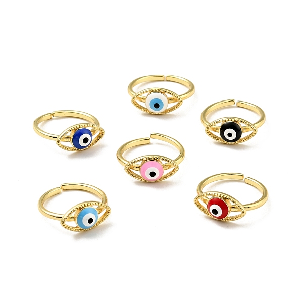 

PandaHall Enamel Horse Eye Open Cuff Ring, Gold Plated Brass Jewelry for Women, Cadmium Free & Lead Free, Mixed Color, US Size 7 1/2(17.7mm)..., Multicolor