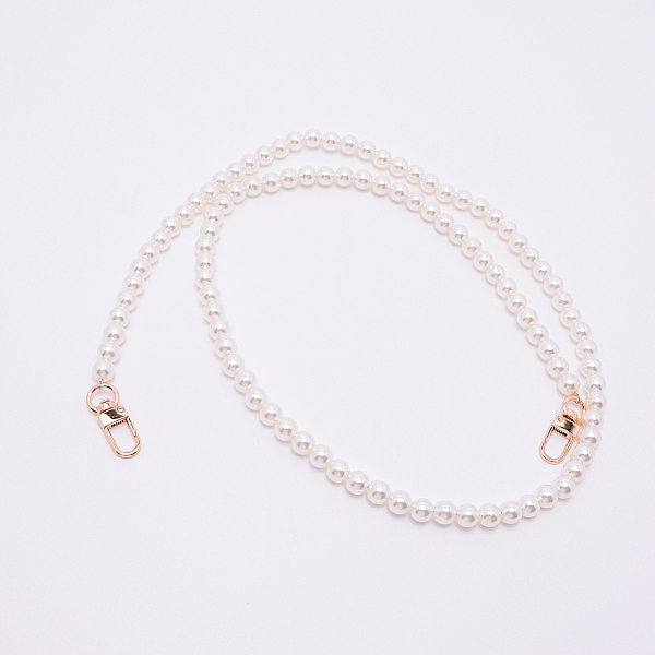 

PandaHall White Acrylic Round Beads Bag Handles, with Zinc Alloy Swivel Clasps and Steel Wire, for Bag Replacement Accessories, Light Gold...