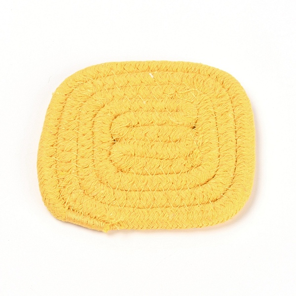 

PandaHall Handmade Cotton Cup Mat, Rectangle, Yellow, 100x105~108x6mm Cotton None Yellow