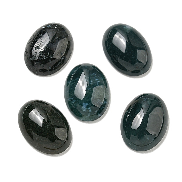 

PandaHall Natural Moss Agate Cabochons, Oval, 18x13x5~5.5mm Moss Agate Oval