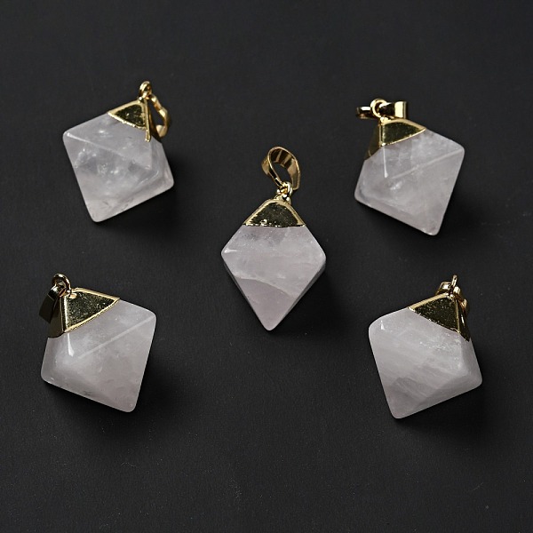 

PandaHall Natural Quartz Crystal Pendants, with Golden Tone Brass Findings, Rhoumbus, 24~26x21~23x16~17mm, Hole: 4.5x8mm Quartz Crystal...