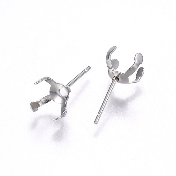 

PandaHall 304 Stainless Steel Stud Earring Findings, Stainless Steel Color, 7x7mm, Pin: 0.8mm 304 Stainless Steel Others