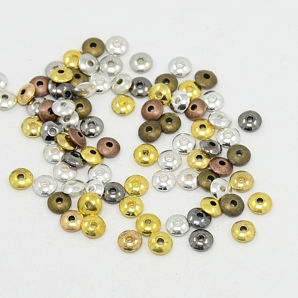 

PandaHall Mixed Color Tibetan Style Flat Round Spacer Beads, Cadmium Free & Lead Free, 6x2mm, Hole: 1.5mm, about 750pcs/200g Alloy Flat...
