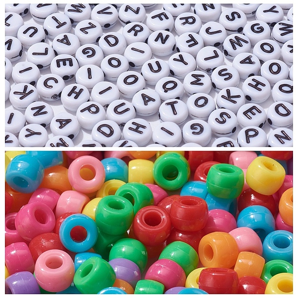 

PandaHall 1000Pcs DIY Stretch Bracelets Making Kits for Children's Day, Including Acrylic European Beads & Letter Beads, Elastic Crystal..., Multicolor