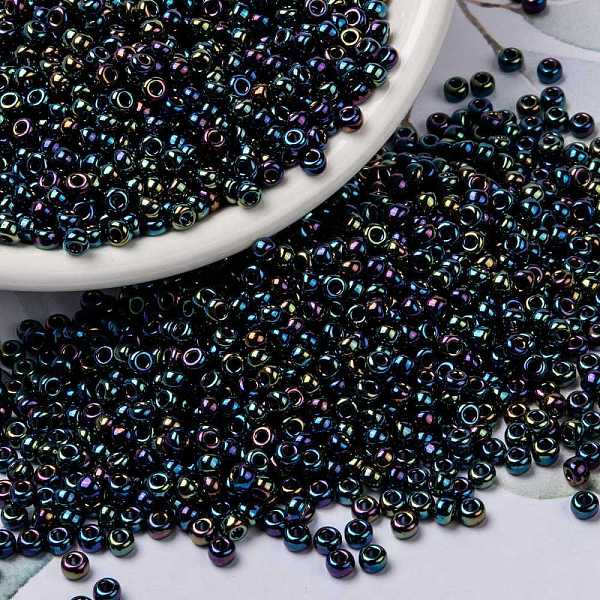 

PandaHall MIYUKI Round Rocailles Beads, Japanese Seed Beads, 8/0, (RR455) Metallic Variegated Blue Iris, 3mm, Hole: 1mm, about...