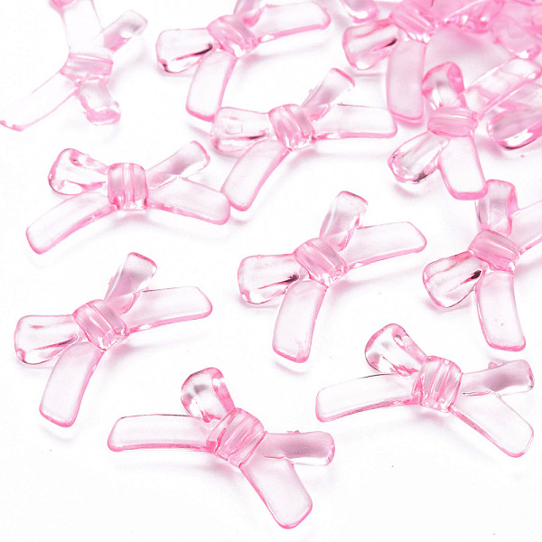 

PandaHall Transparent Acrylic Beads, Bowknot, Pearl Pink, 20x34x5.5mm, Hole: 1.8mm, about 435pcs/500g Acrylic Bowknot