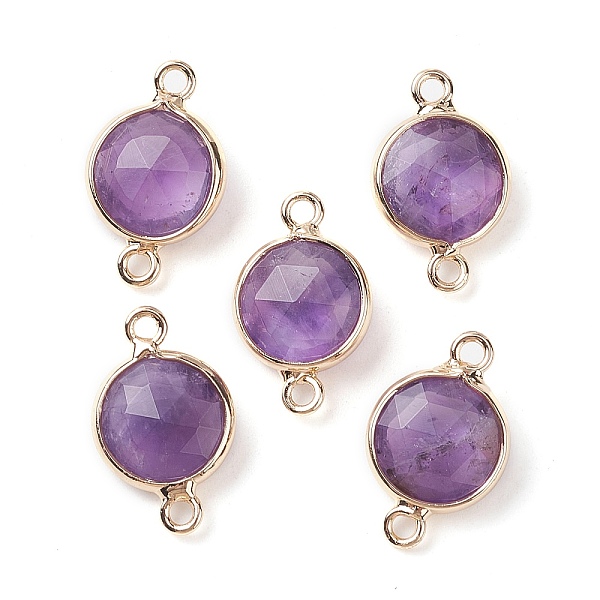 

PandaHall Natural Amethyst Connector Charms, Faceted Flat Round with Golden Plated Brass Frame, 16.5x10.5x5mm, Hole: 1.5mm Amethyst Flat...