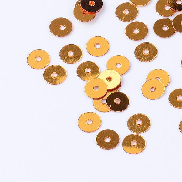 

PandaHall Ornament Accessories Plastic Paillette Beads, Sequins Beads, Disc, Goldenrod, 5x0.2mm, Hole: 1mm, about 40000pcs/500g Plastic Disc..., Gold