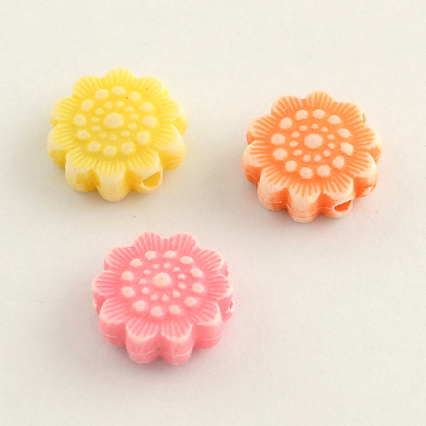 

PandaHall Craft Style Acrylic Beads, Flower, Mixed Color, 11x4mm, Hole: 2mm, about 1300pcs/500g Acrylic Flower Multicolor