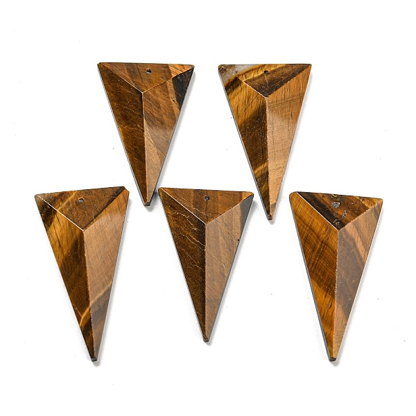 

PandaHall Natural Tiger Eye Pendants, Faceted Triangle Charms, 42~49.5x24.5~27.5x7~9.5mm, Hole: 1.2mm Tiger Eye Triangle
