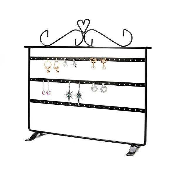 

PandaHall Triple Levels Rectangle Iron Earring Display Stand, Jewelry Display Rack, Black, 8x32x28.5cm Iron Black