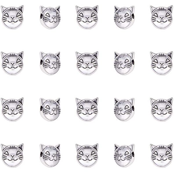 

PandaHall PH 100pcs Cat Spacers Beads Tibetan Alloy Animal Kitty Charms Beads Antique Silver for Bracelet Jewelry Making, 8x8mm, Hole: 2mm...