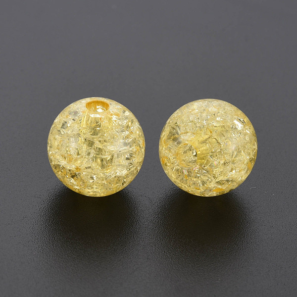 

PandaHall Transparent Crackle Acrylic Beads, Round, Gold, 14x13mm, Hole: 2.5mmhole: 2.5mm, about 340pcs/500g. Acrylic Round Gold