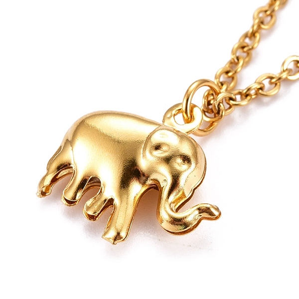 

PandaHall Elephant Pendant Necklaces, with 304 Stainless Steel Pendants & Cable Chains, Brass Spring Ring Clasps, Golden, 16.06 inch(40.8cm)...