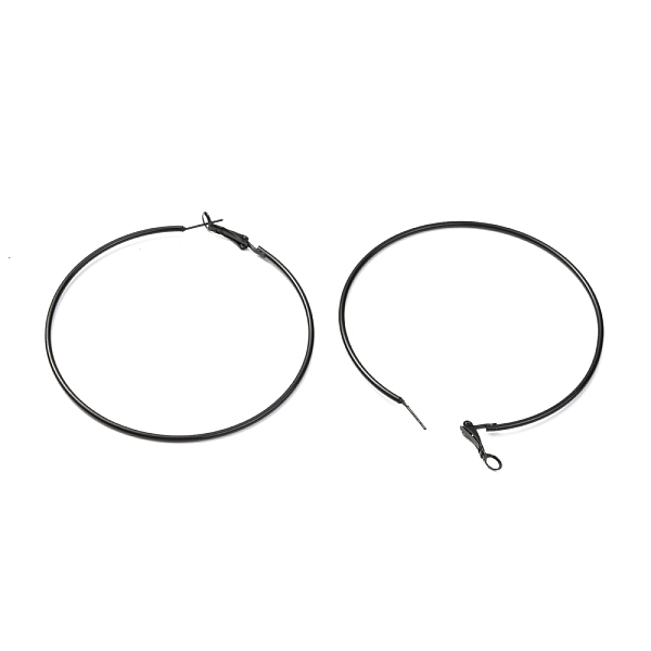 

PandaHall Baking Paint 201 Stainless Steel Hoop Earrings, Ring, Black, 69mm, Pin: 0.5mm 201 Stainless Steel Ring Black