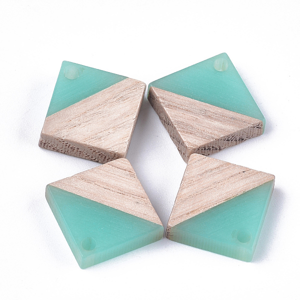 

PandaHall Resin & Wood Pendants, Rhombus, Turquoise, 16.5~17.5x17~18x3~4mm, Hole: 1.8mm, Side Length: 12~13mm Resin+Wood Rhombus Green