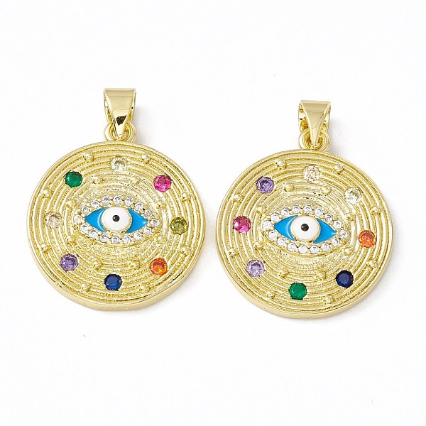 

PandaHall Rack Plating Brass Micro Pave Colorful Cubic Zirconia Pendants, with Enamel, Long-Lasting Plated, Cadmium Free & Lead Free, Flat...