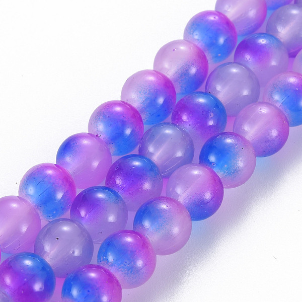 

PandaHall Spray Painted Glass Beads Strands, Round, Orchid, 8x7.5mm, Hole: 1.4mm, about 50~51pcs/strand, 14.57~14.96 inches(37~38cm) Glass..., Purple
