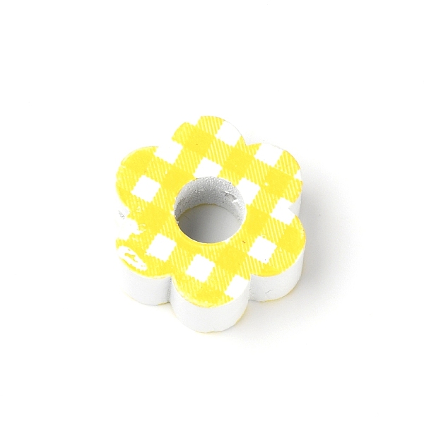 

PandaHall Natural Wood Beads, Printed with Tartan Pattern, Flower, Yellow, 25x23x10mm, Hole: 3.2mm and 8.5mm Wood Flower Yellow