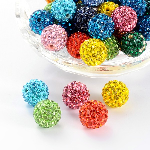 

PandaHall Polymer Clay Rhinestone Beads, Grade A, Round, PP15, Mixed Color, 12mm, Hole: 2mm, PP15(2.1~2.2mm) Polymer Clay+Glass Rhinestone..., Multicolor