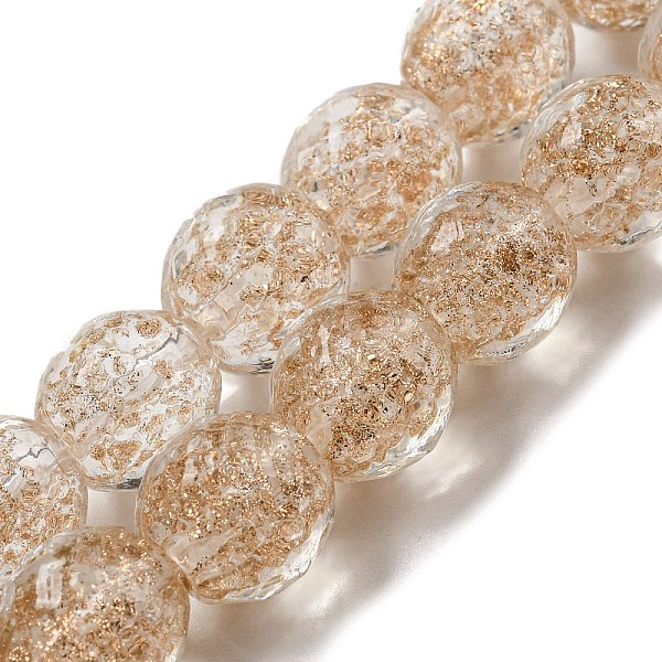 

PandaHall Handmade Gold Sand Lampwork Beads Strands, Faceted, Round, Clear, 11.5~12x12~12.5mm, Hole: 1.5~1.8mm, about 40pcs/strand, 18.90...
