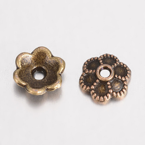 

PandaHall Alloy Bead Caps Enamel Settings, 6-Petal Flower, Antique Bronze, 6x2mm, Hole: 1mm Alloy Flower