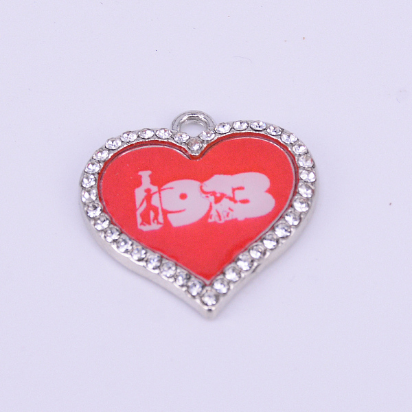 

PandaHall Alloy Rhinestone Pendants, with Word, Heart, Crystal, 25.5x24.5x2.5mm, Hole: 2.5mm Alloy+Rhinestone Heart Clear