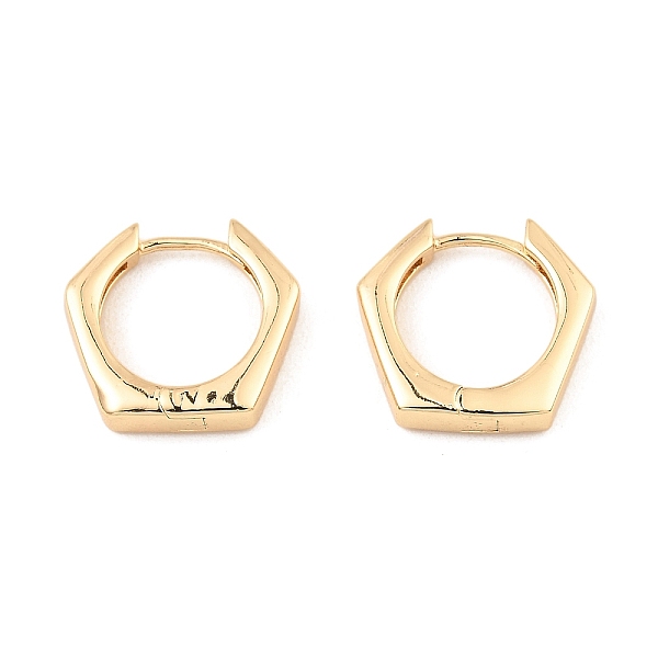 

PandaHall Brass Hoop Earrings, Hexagon, Light Gold, 16.5x18x3.5mm Brass Hexagon