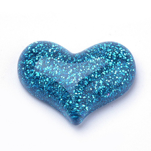 

PandaHall Resin Cabochons, with Glitter Powder, Heart, Dodger Blue, 16.5x21.5x6~7mm Resin Heart