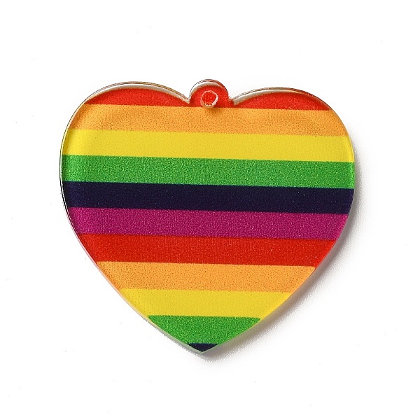 

PandaHall Rainbow Color Printed Acrylic Pendants, Heart Pattern, 31.5x33.5x2.5mm, Hole: 1.6mm Acrylic Heart