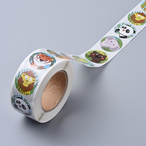 

PandaHall Self-Adhesive Paper Gift Tag Stickers, for Party, Decorative Presents, Flat Round, Animal Pattern, 25mm, 500pcs/roll Paper Other..., Multicolor