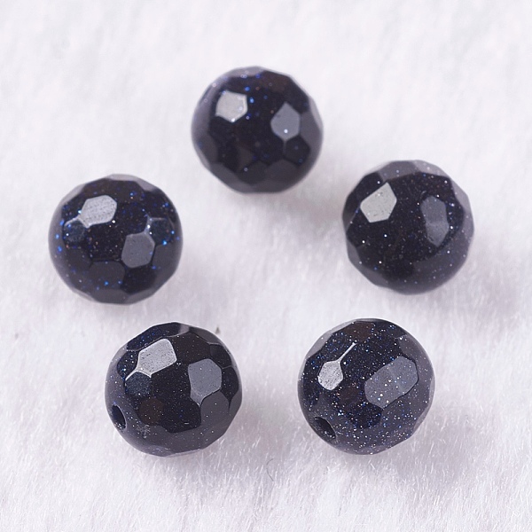 

PandaHall Synthetic Blue Goldstone Beads, Half Drilled, Round, Faceted, 6mm, Hole: 1mm Blue Goldstone Round
