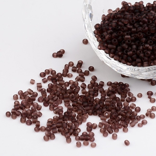 

PandaHall (Repacking Service Available) Glass Seed Beads, Frosted Colors, Round, Rosy Brown, 12/0, 2mm, about 12g/bag Glass