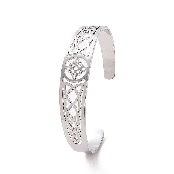 

PandaHall 304 Stainless Steel Cuff Bangles, Hollow Witch Knot Bangles for Women, Stainless Steel Color, 1/4~5/8 inch(0.6~1.5cm), Inner...