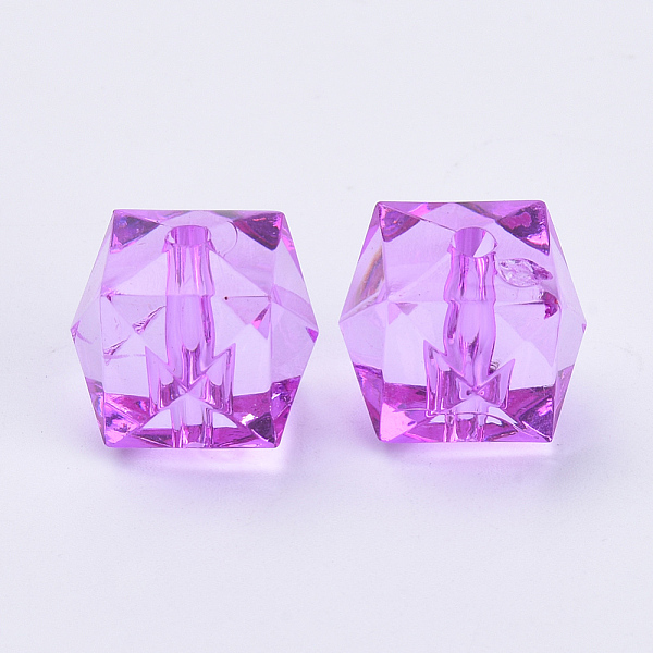 

PandaHall Transparent Acrylic Beads, Faceted, Cube, Dark Violet, 20x20x18mm, Hole: 2.5mm, about 12pcs/50g Acrylic Cube