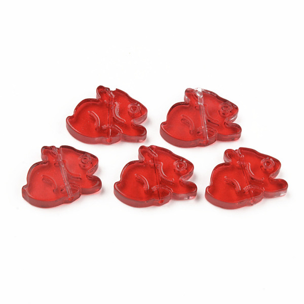

PandaHall Transparent Glass Beads, Rabbit, Red, 14.5x19x3.5mm, Hole: 1mm Glass Rabbit Red