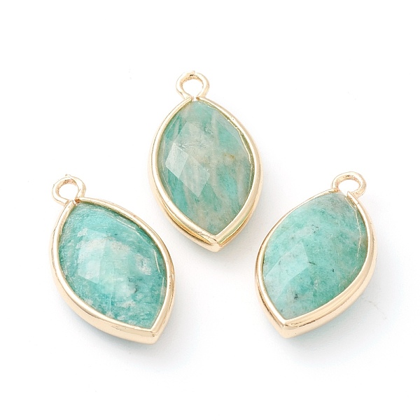 

PandaHall Natural Amazonite Pendants, with Golden Brass Edge, Faceted, Horse Eye, 22x12x5.5mm, Hole: 1.8mm Amazonite Eye