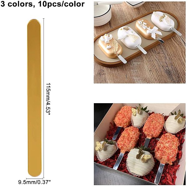 

PandaHall AHANDMAKER Reusable Acrylic Cakesicle Sticks, 3 Colors Set of 30 Acrylic Mirror Popsicle Sticks for DIY Ice Ice Cream Cakesicle..., Multicolor