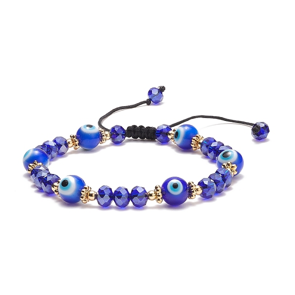 

PandaHall Lampwork Evil Eye & Glass Braided Bead Bracelet, Adjustable Bracelet for Women, Blue, Inner Diameter: 2-1/8~3-1/8 inch(5.3~7.8cm)...