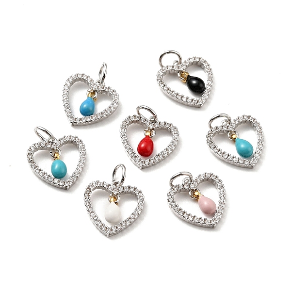

PandaHall Rack Plating Brass Micro Pave Cubic Zirconia Pendants, with Enamel and Jump Ring, Real Platinum Plated, Heart, Cadmium Free &..., Multicolor