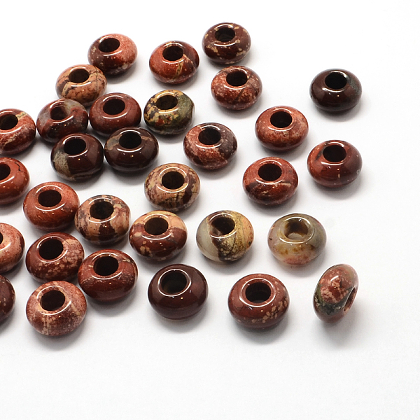 

PandaHall Natural Red Rainbow Jasper European Large Hole Beads, Rondelle, 13~14x7~8mm, Hole: 5mm Rainbow Stone Rondelle