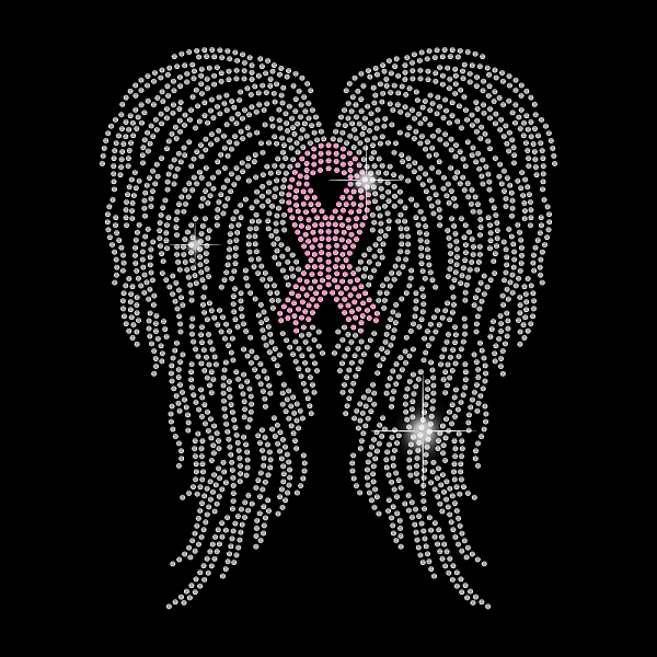 PandaHall Glass Hotfix Rhinestone, Iron on Appliques, Costume Accessories, for Clothes, Bags, Pants, Breast Cancer Awareness Ribbon, Wing...