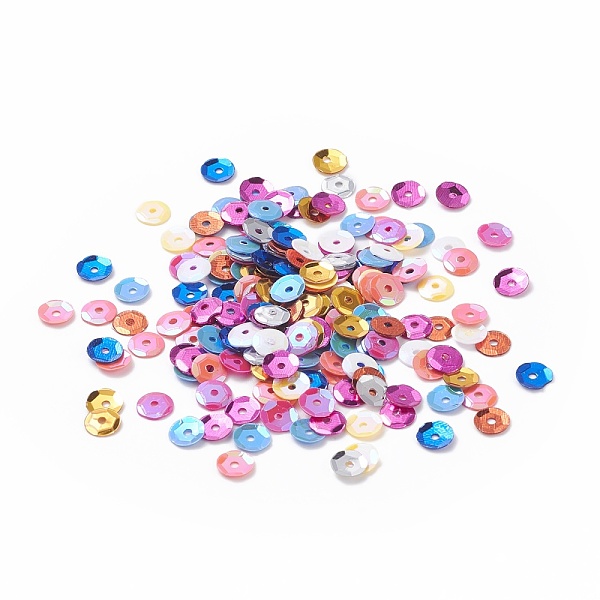 

PandaHall Plastic Paillette Beads, Semi-cupped Sequins Beads, Center Hole, Mixed Color, 5x0.3mm, Hole: 1mm, about 50000pcs/pound PVC Flat..., Multicolor