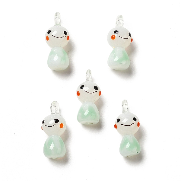 

PandaHall Handmade Lampwork Pendants, Doll Charms, Medium Spring Green, 28.5~29.5x12~12.5x12~12.5mm, Hole: 2mm Lampwork Doll
