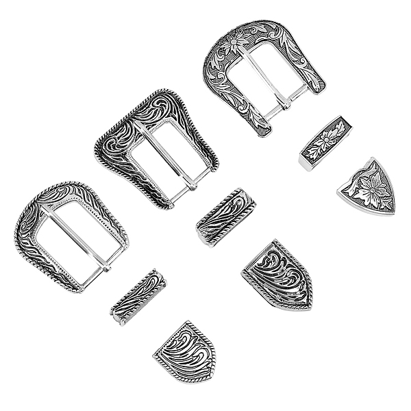 

PandaHall SUPERFINDINGS 3 Sets 3 Style Belt Alloy Buckle Sets, include Roller Buckle, Rectangle Silder Charm, Triangle Zipper Stopper...