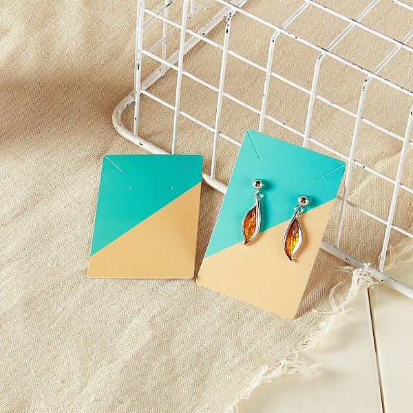 

PandaHall Rectangle Paper Earring Display Cards, Jewelry Display Cards for Earrings Necklaces Storage, Medium Aquamarine, 9x5.9x0.05cm, Hole...
