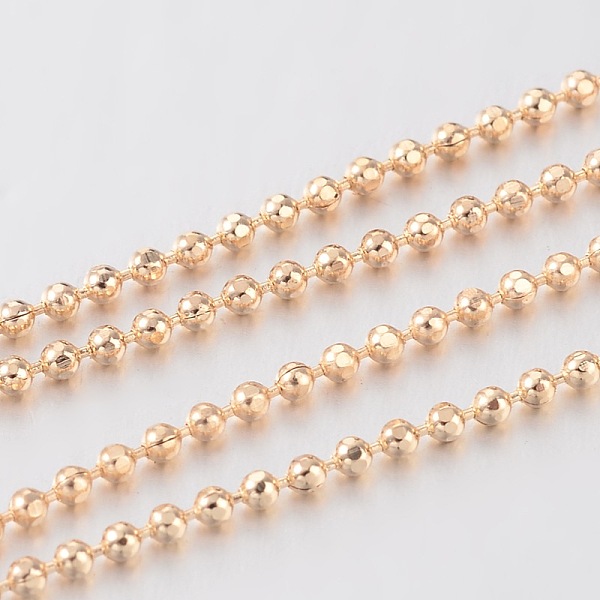 

PandaHall Soldered Brass Faceted Ball Chain, Light Gold, 1.2mm Brass