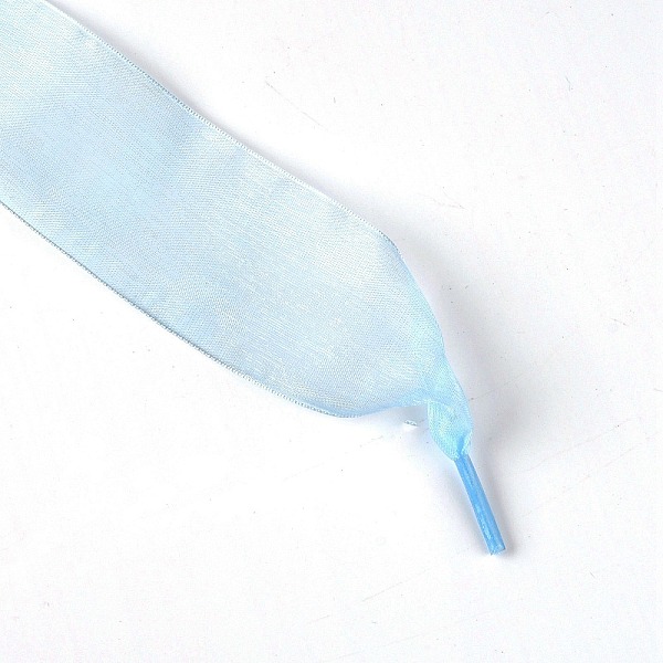 

PandaHall Flat Transparency Polyester Chiffon Shoelaces, Light Sky Blue, 1200x40mm, 2pcs/pair Polyester Flat
