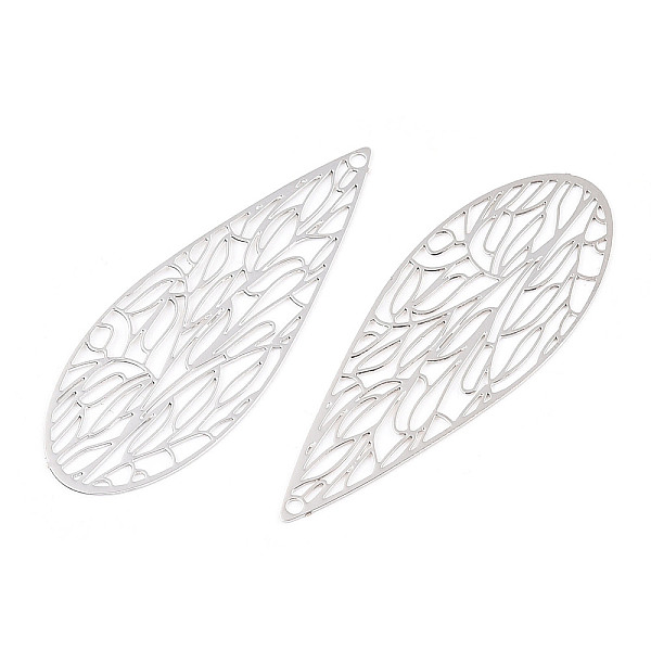 

PandaHall Rack Plating Brass Filigree Pendants, Long-Lasting Plated, Teardrop, Nickel Free, Platinum, 45x17.5x0.4mm, Hole: 1.3mm Brass...