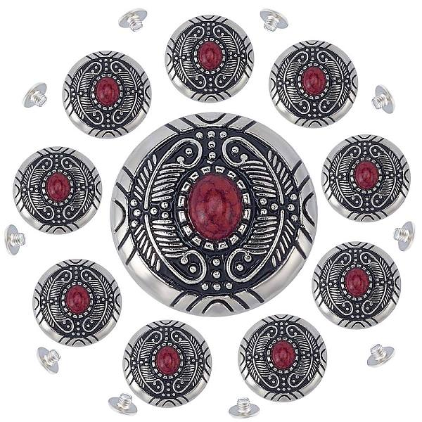 

PandaHall Gorgecraft 1-Hole Alloy & Cat eye Turquoise Buttons, Flat Round with Leaf Pattern, for DIY Luggage and Hardware Accessaries, Red...